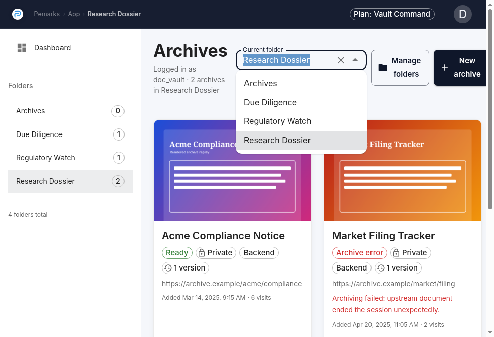 Folder selector