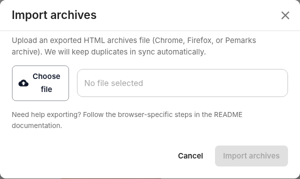 Import dialog