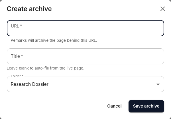 Archive creation workflow