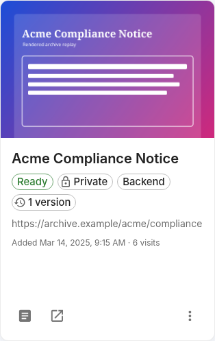 Ready archive card