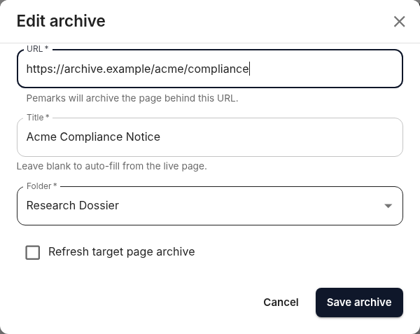 Editing an archive