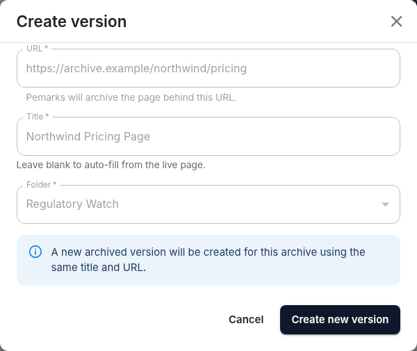 Create new version